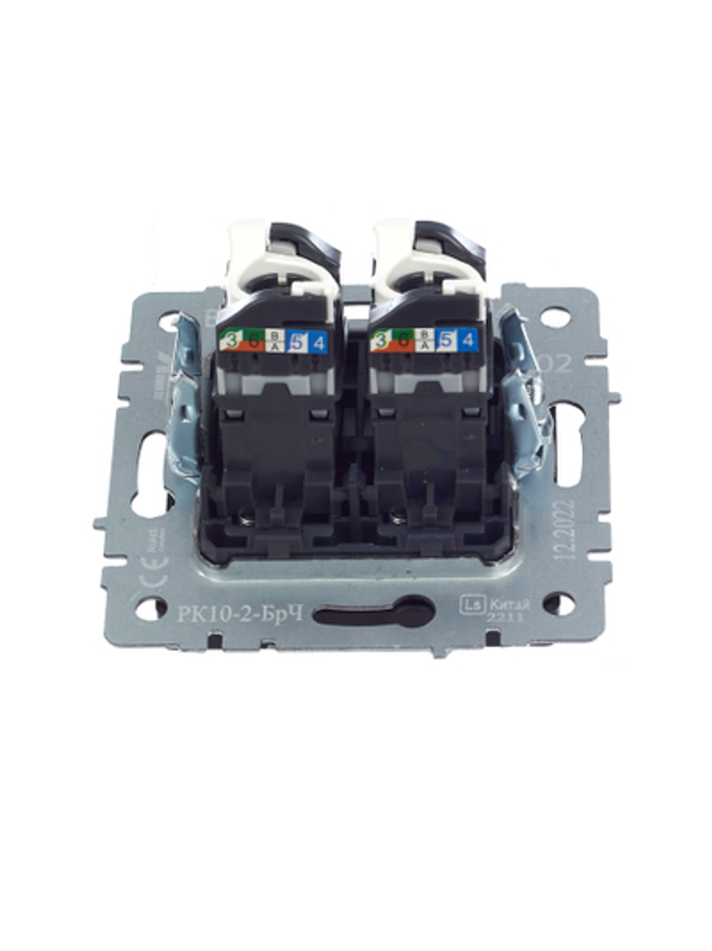 BRITE Розетка компьютерная двойная RJ45 кат.5E РК10-2-БрЧ черный IEK