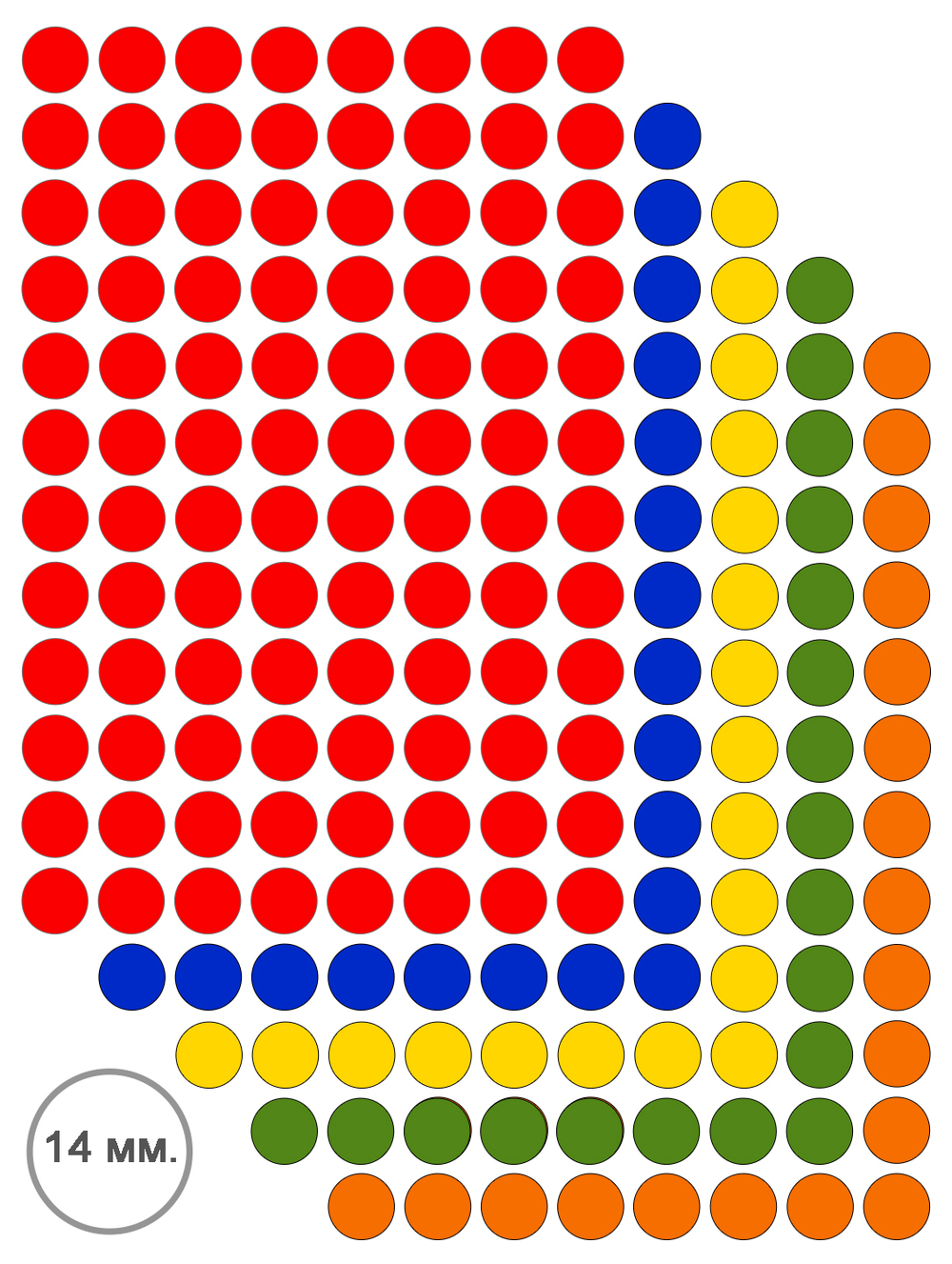 Виниловые наклейки для упаковки и маркировки Policomprint M3, 14 мм. 96 шт.