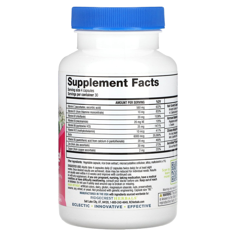 RidgeCrest Herbals, Hair ReVive, добавка для здоровья волос, 120 капсул