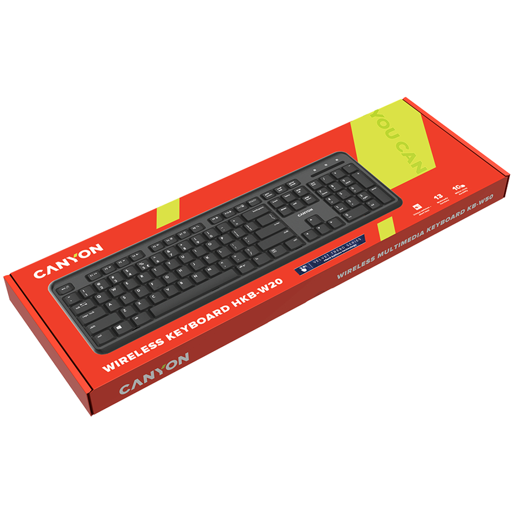 CANYON keyboard HKB-W20 EN/RU Velvet Wireless Black