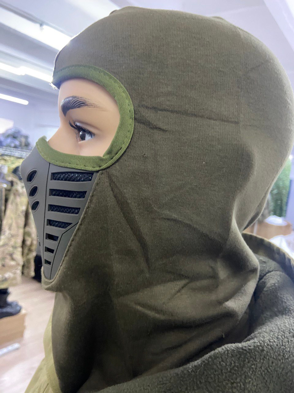 Балаклава текстильная утеплённая с маской олива