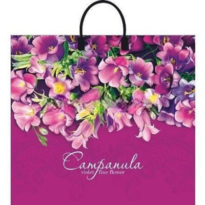 Пакет с пластиковой ручкой ПВД 38х35 (90 мкм) "Колокольчики" лам. (10/100 шт.) Интерпак