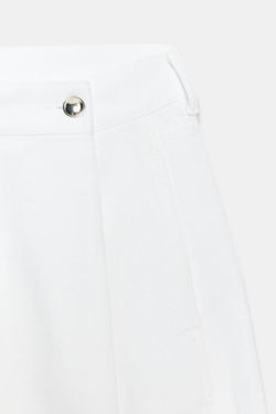 ZARA ДЛИННЫЕ ДЖИНСОВЫЕ ШОРТЫ Z1975 С ПУГОВИЦАМИ, БЕЛЫЙ