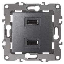 12-4110-12 ЭРА Устройство зарядное USB, 230В/5В-2100мА, IP20, Эра12, графит | Эра 12 Графит