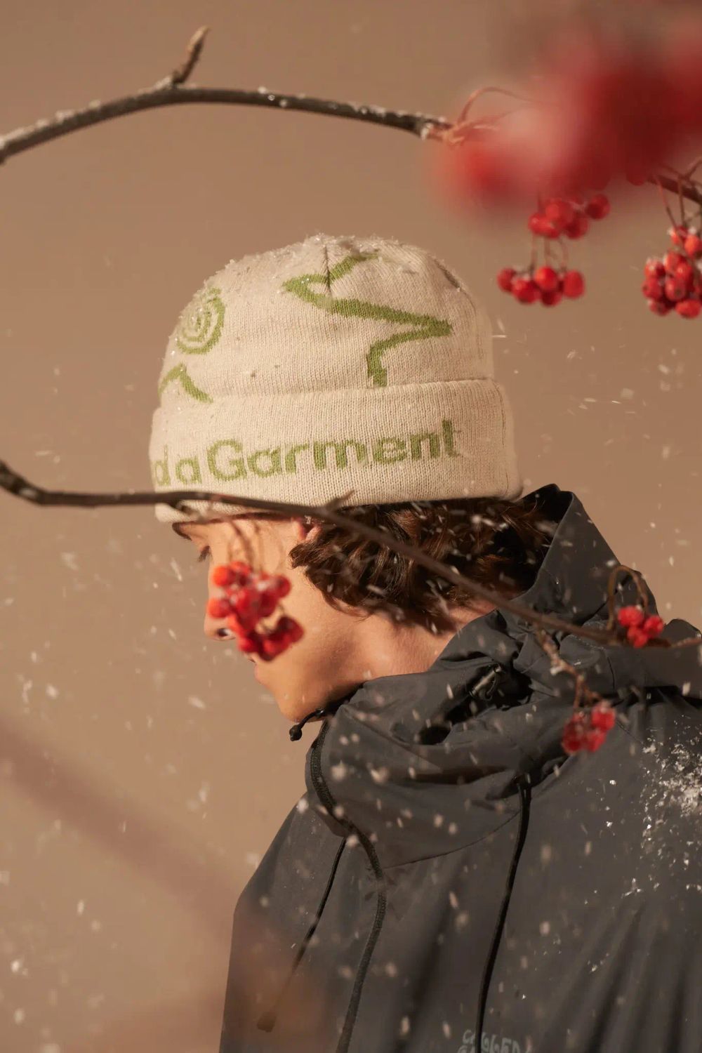 Шапка Called a Garment Pathway Logo Beanie молочный / зеленое яблоко