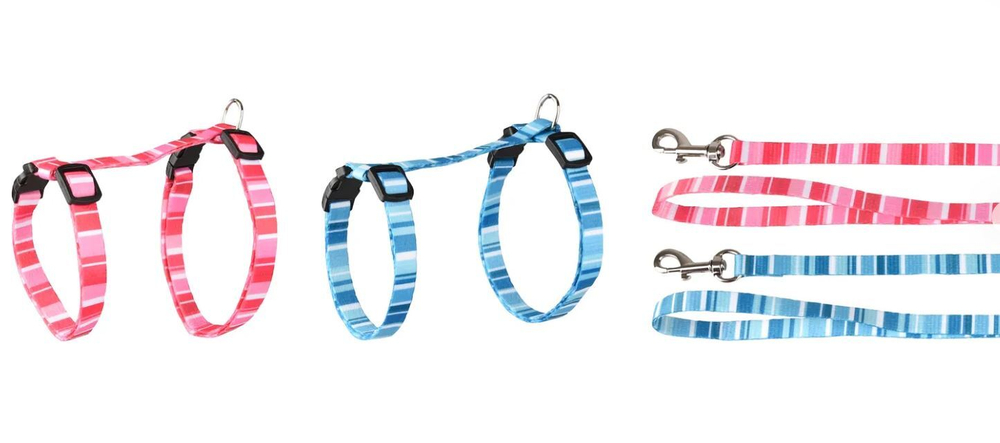 Шлейка с поводком для больших кошек ALFRY, 25-40 см/ 10 мм, в ассортименте