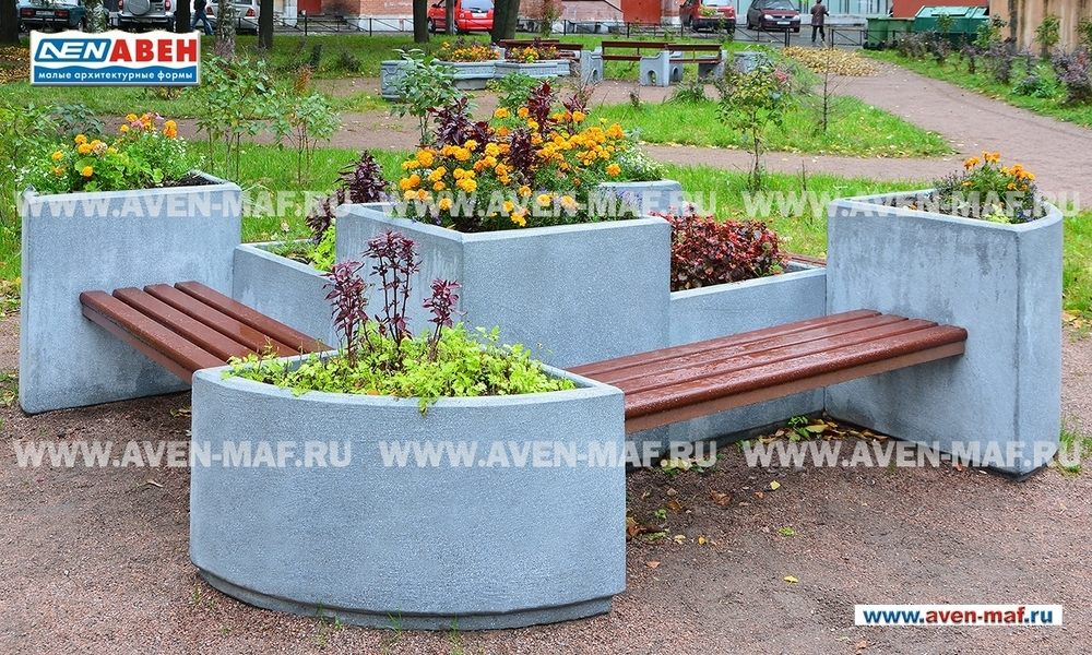 Вазон-комплекс для цветов со скамейками