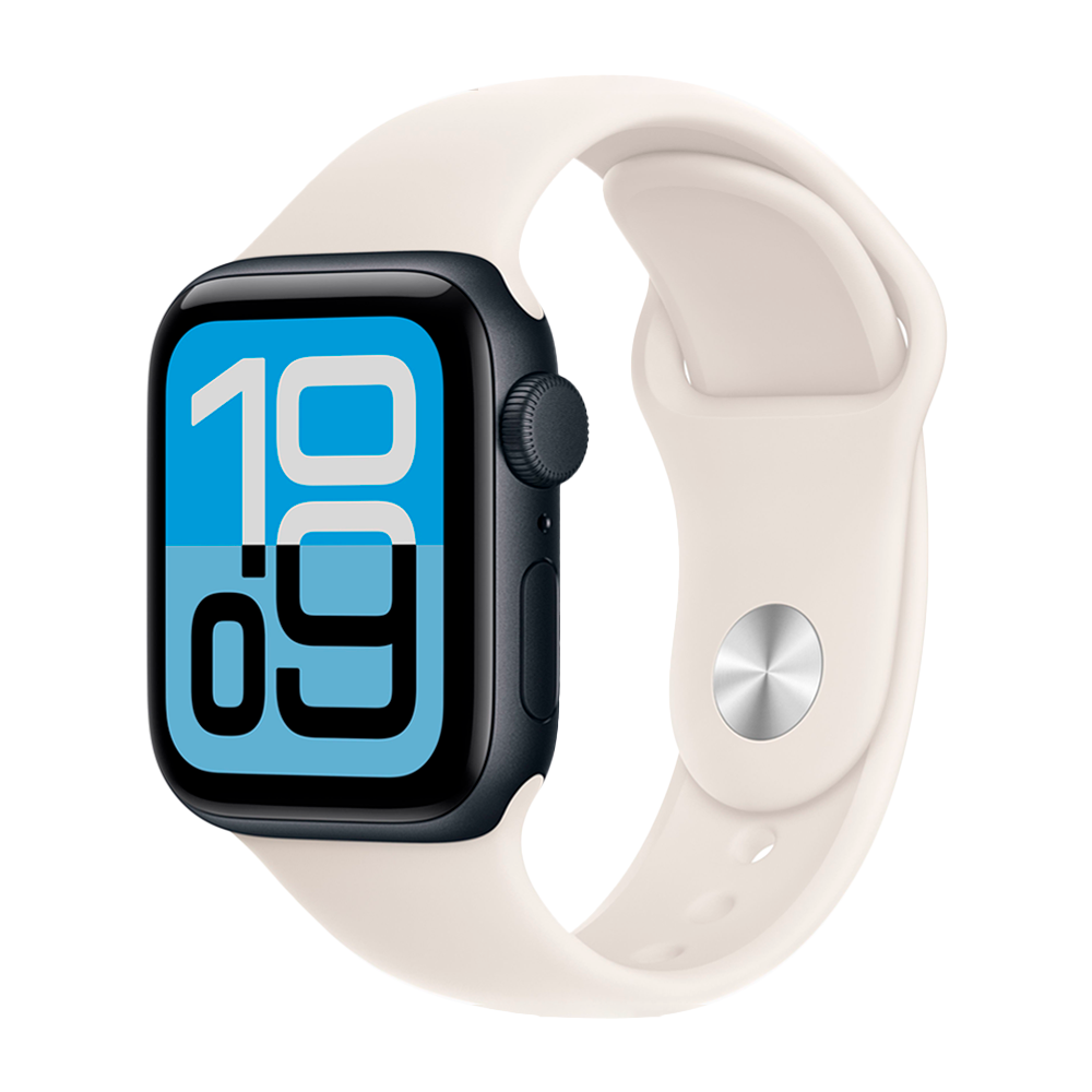 Умные часы Apple Watch SE 3 (2025) GPS, 40mm, Midnight Aluminium Case with Starlight Sport Band, S/M