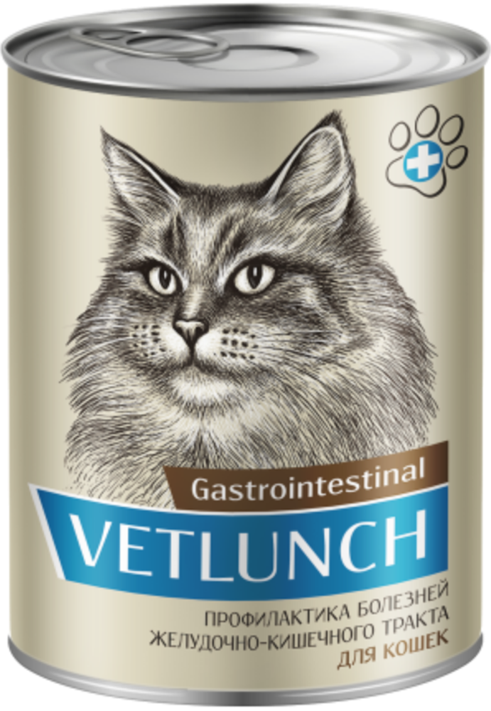 Vetlunch Gastrointestinal для кошек Профилактика болезней желудочно-кишечного тракта, 340г.