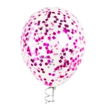 Латексный шар с мелким фуксия конфетти, квадрат, 36 см