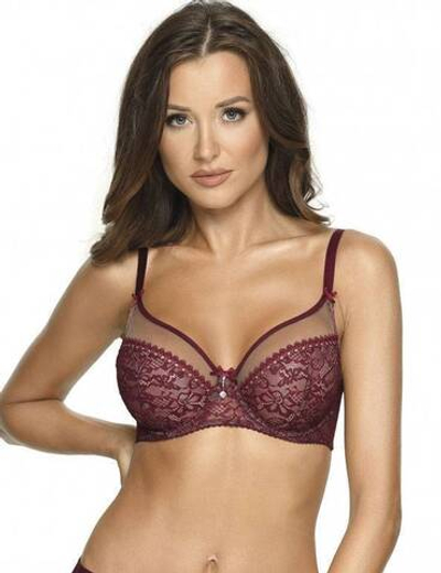 Комфортный бюстгальтер plus size на косточках с боковыми поддержками (Размер: 90I) (Цвет: бордовый)