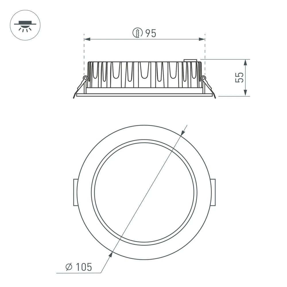 Светильник MS-MIST-BUILT-R105-9W Warm3000 (WH, 110 deg, 230V) (Arlight, IP54 Металл, 5 лет) 041614