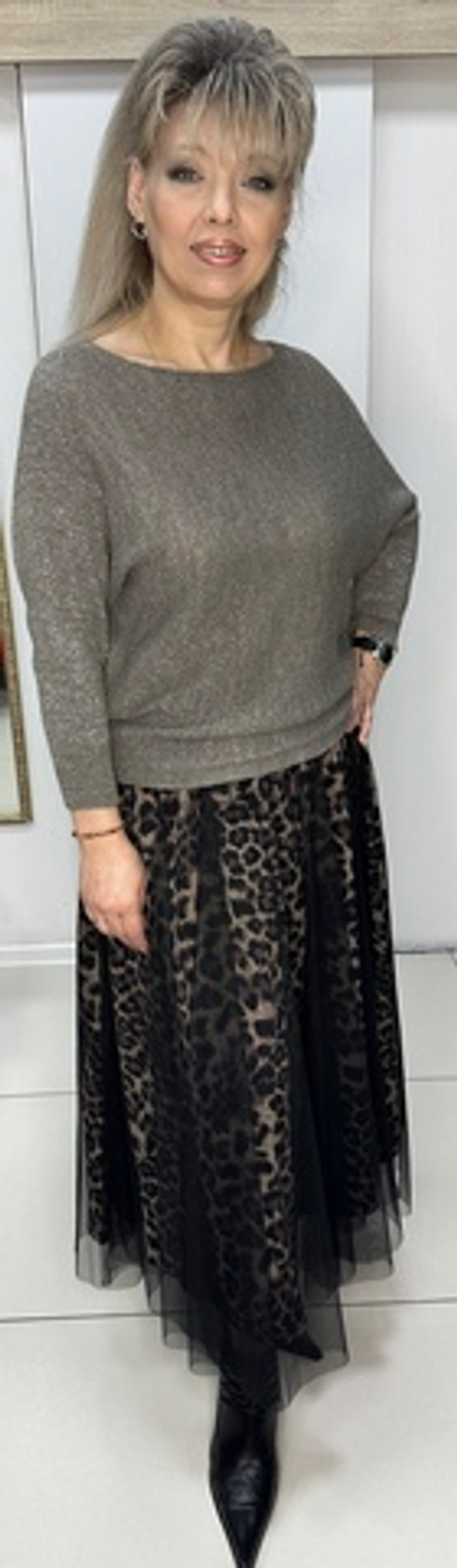 Нарядный блузон с люрексом и атласным бантом