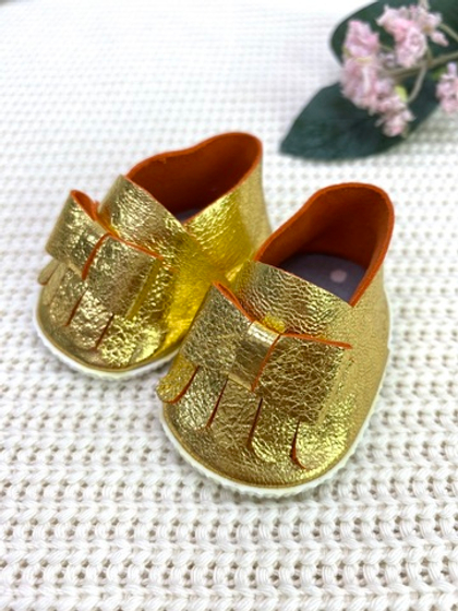 Кожаные мокасины для Бетти, яркое золото