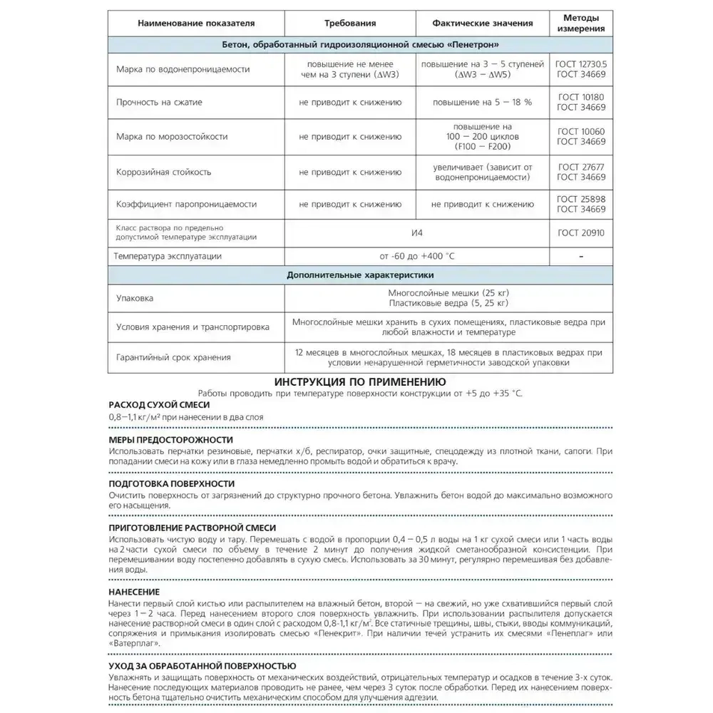 Проникающая гидроизоляция Пенетрон, фасовка 5 кг