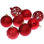 Новогодние шары 8 см (набор 24 шт) «Фактурный микс», красный