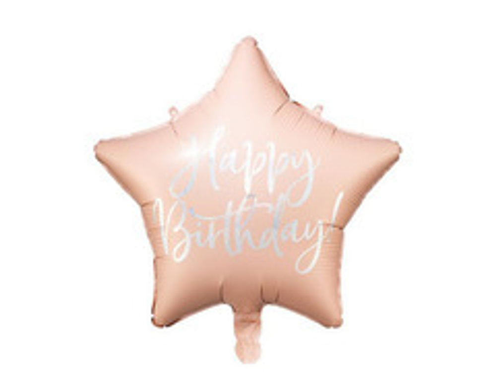 ПД 18" Звезда, Happy birthday, бледно-розовый, 1 шт.