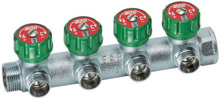 Регулирующий проходной коллектор FAR 3/4"-1/2" на 4 отвода TP