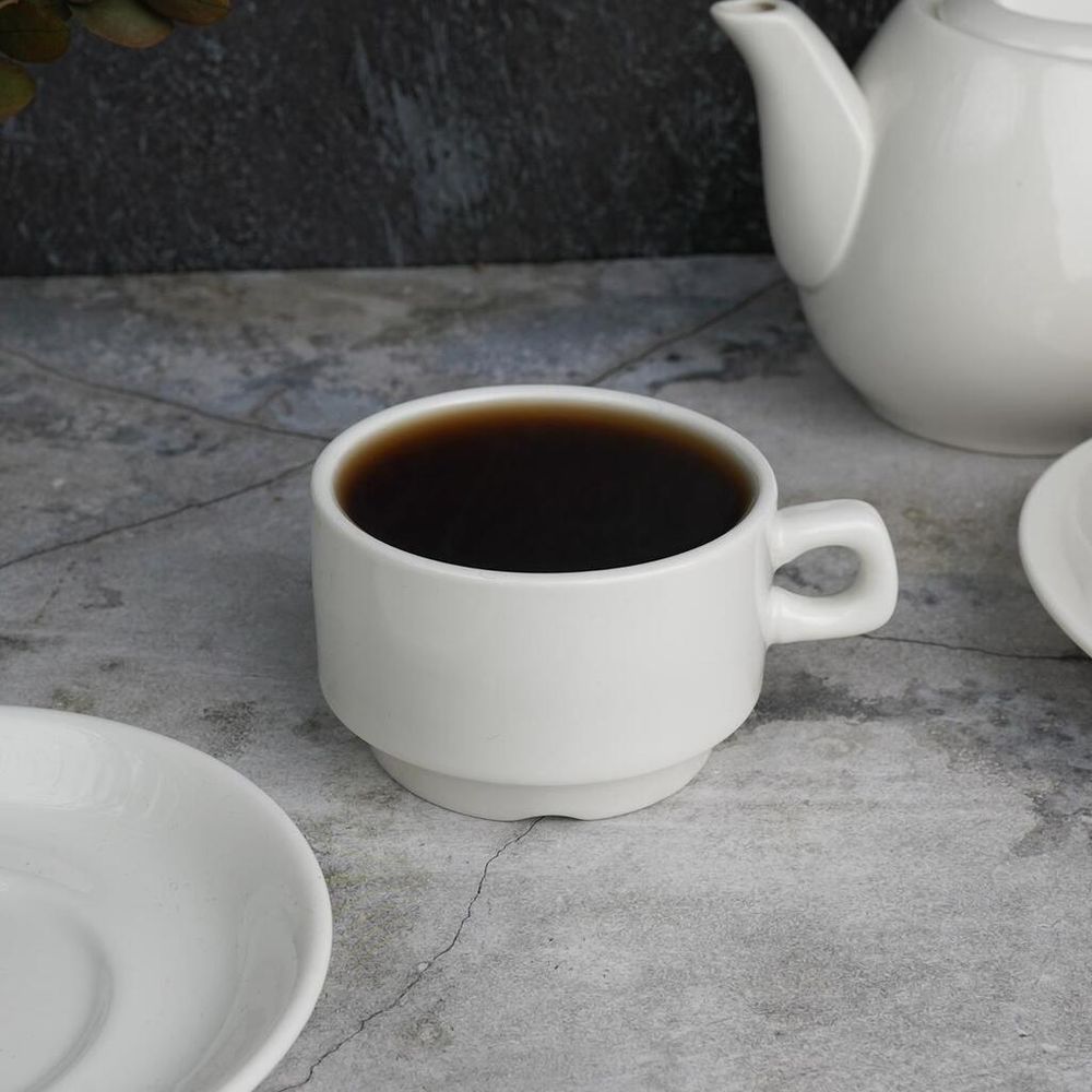 Чайная пара 130 мл белая d 6,9 см h5,2 см фарфор Stackable P.L. Proff Cuisine [4]