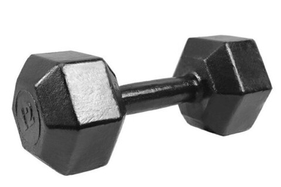 Гантель гексагональная литая черная, 12 кг