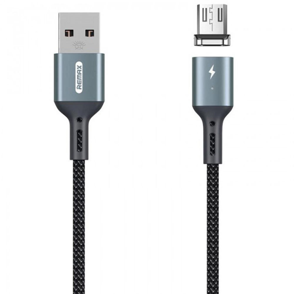 Кабель USB - MicroUSB Remax RC-156m ( 3A, магнитный, оплетка ткань ) Черный