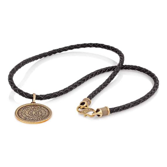 Колье Гайтан чёрный 5 мм с подвеской Псалом 90 из бронзы, вид 1