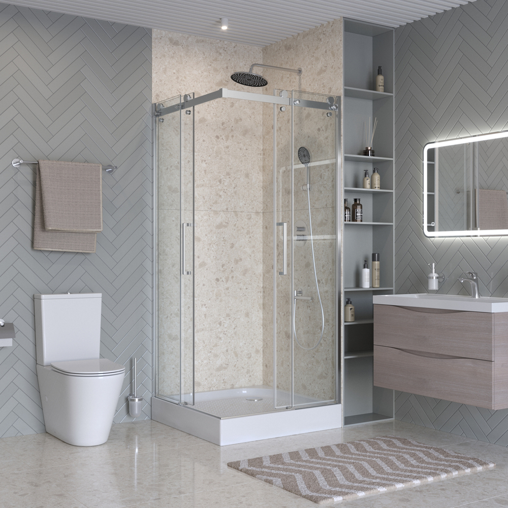 Душевой уголок BelBagno MARINO-2-A-2-90-C-CR 90х90см, профиль хром, стекло прозрачное