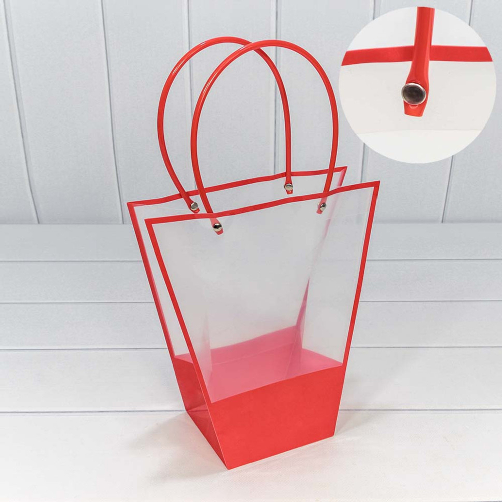 Пакет подарочный 24х26х11см Ваза для цветов (Красный)