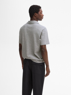 Massimo Dutti Поло из 100% хлопка с деталью из мулине, серый меланжевый