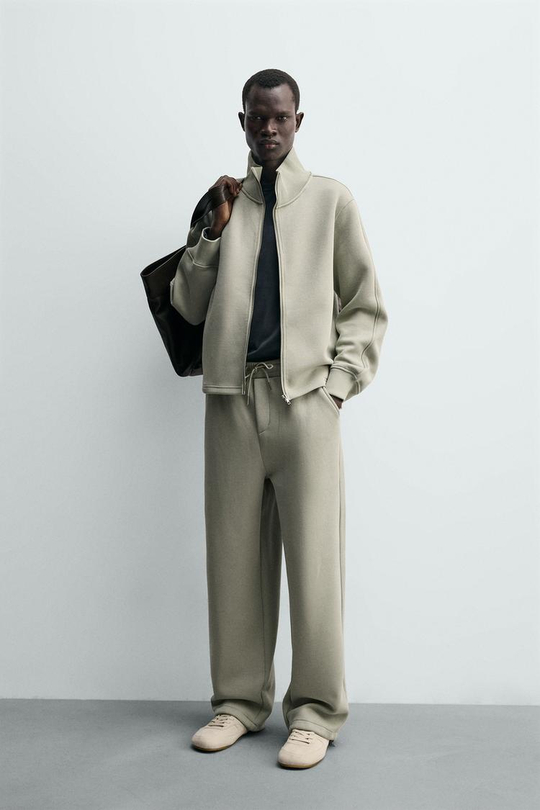 ZARA ДЖОГГЕРЫ INTERLOCK RELAXED FIT, МЯТНЫЙ