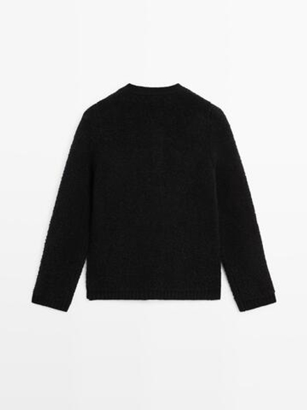 Massimo Dutti Кардиган из смесовой шерсти с золотыми пуговицами, черный