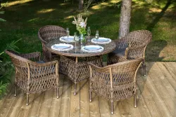 "Дольче" обеденная группа из искусственного ротанга, цвет коричневый