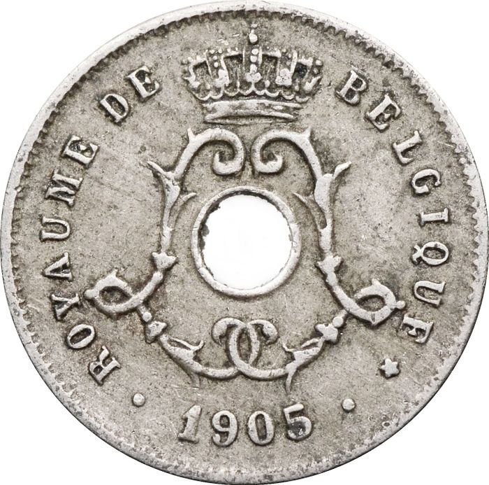 5 сантимов 1905 Бельгия (надпись на французском - ROYAUME DE BELGIQUE)