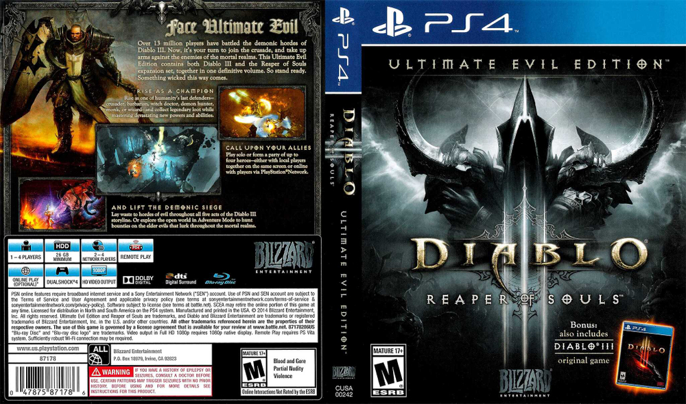 Игра Diablo III:Reaper of Souls. Ultimate Evil Edition для PlayStation 4