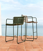 Полубарный стул Maurina из зелёной оцинкованной стали и зелёного шнура 64,5 см