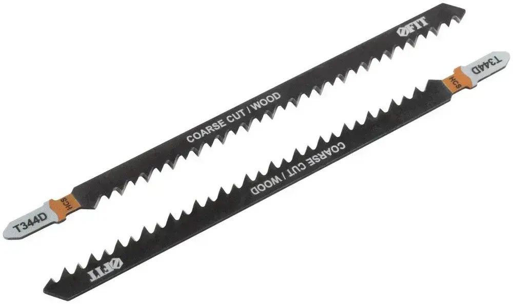 FIT Пилки по дереву для электролобзика 151/126/ шаг 4 мм полотна HCS разведенные шлифованные, набор 2 шт.