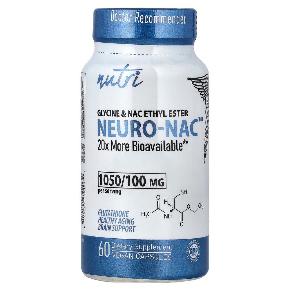 Nutri, NEURO-NAC ™, этиловый эфир глицина и NAC, 60 веганских капсул
