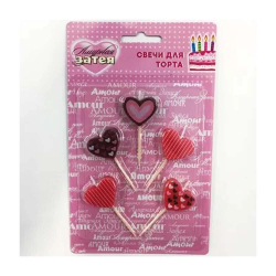 Свечи для торта на пиках Сердца, 5 штук