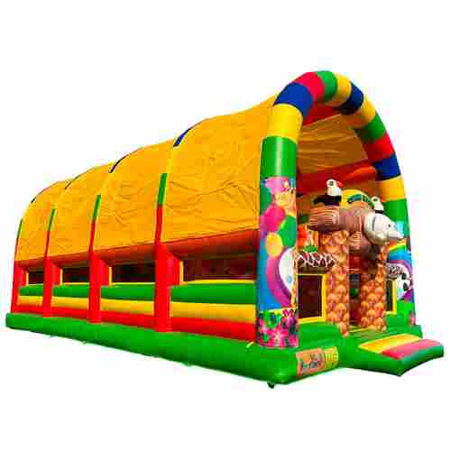 Коммерческий надувной батут «Страна Сафария 2» с крышей и двумя горками, 12*6*6 м