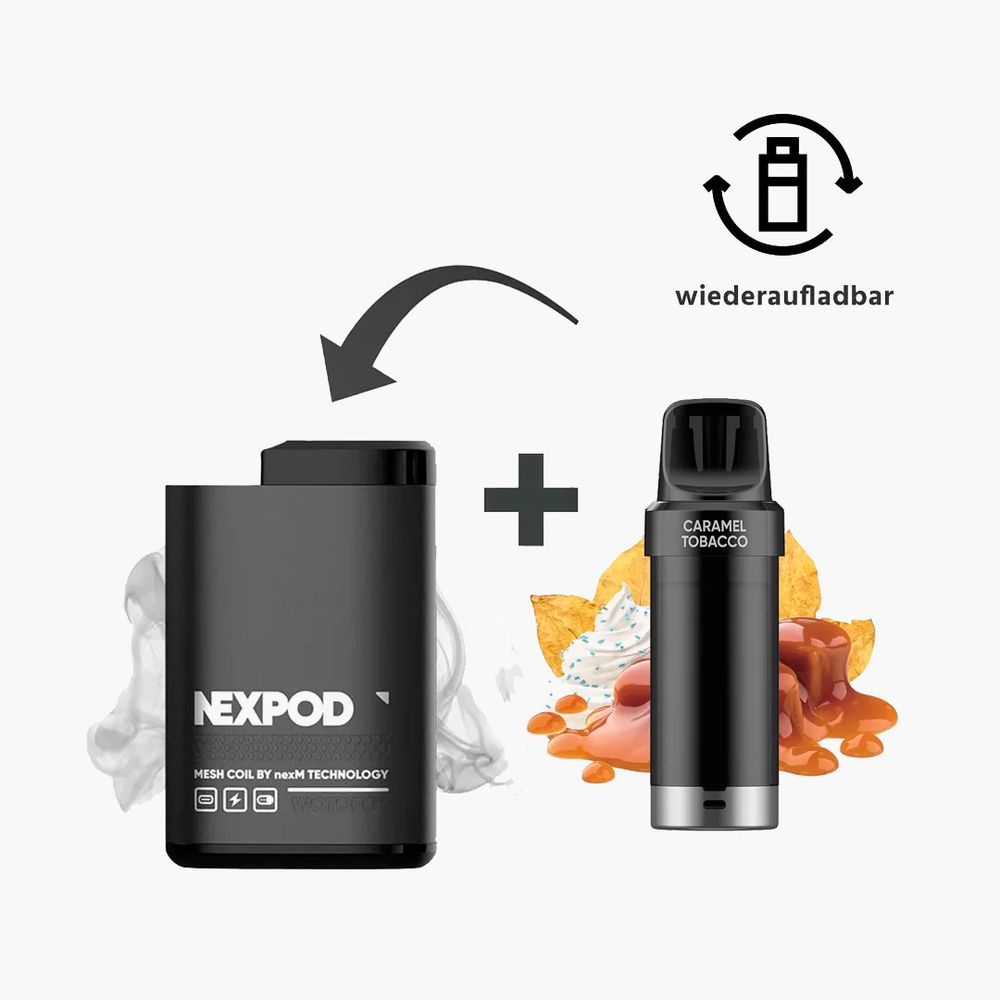 nexPOD Prefilled Pod Kit 5000 - Caramel Tobacco (5% nic)