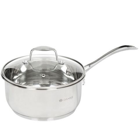 Ковш нерж, 2 л, крышка стекло, металл ручка, индукц, Daniks, Даллас, SD-A89-18SC