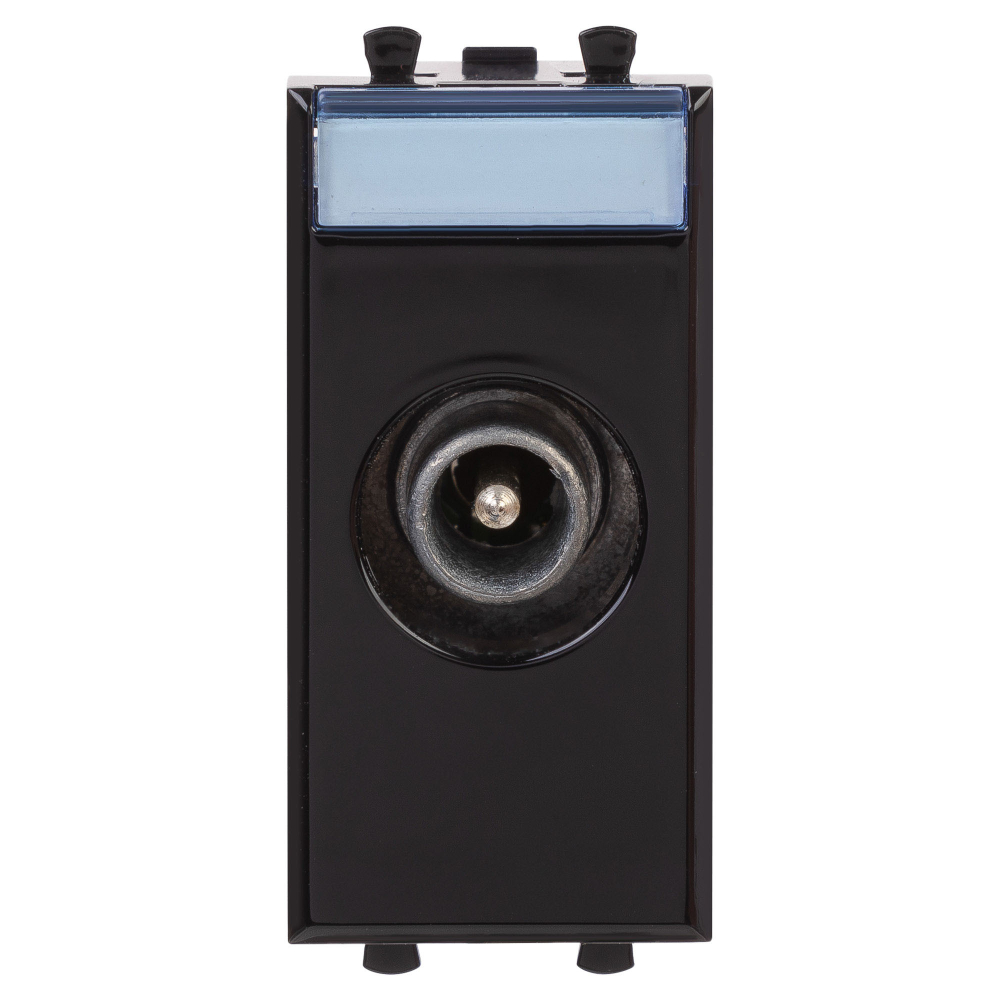 Розетка TV проходная модульная, "Avanti", "Черный квадрат", 1 модуль