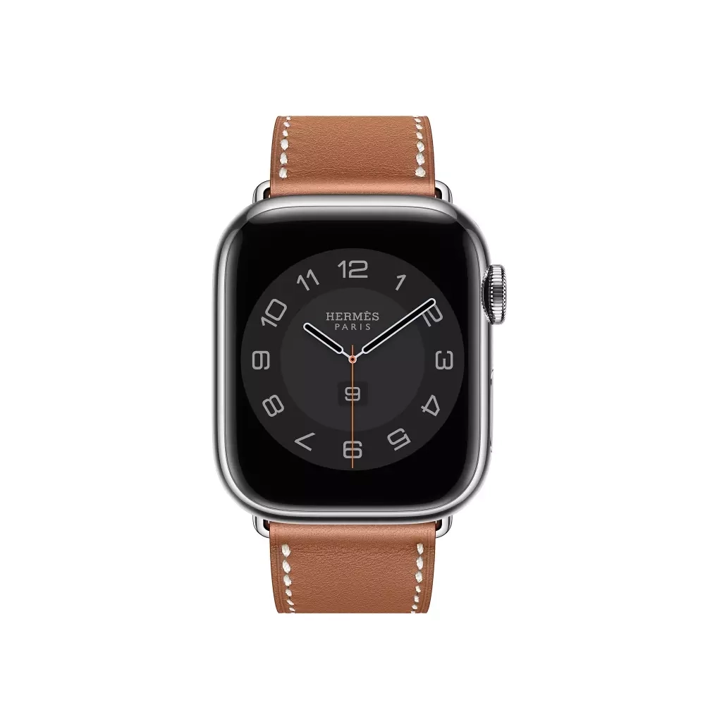 Apple Watch Series 8 Hermes 45mm, классический кожаный ремешок коричневого цвета