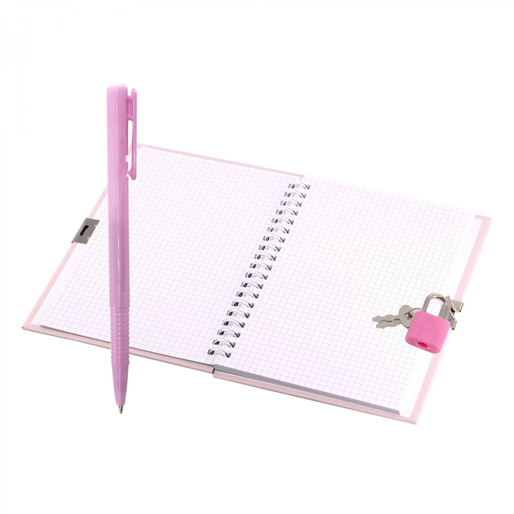Блокнот в футляре, 19 см * 12,5 см, гребень, Alingar, ламин, конгрев, эффект 3D, ручка, замочек, клетка, 45 л., "Котик", розовый