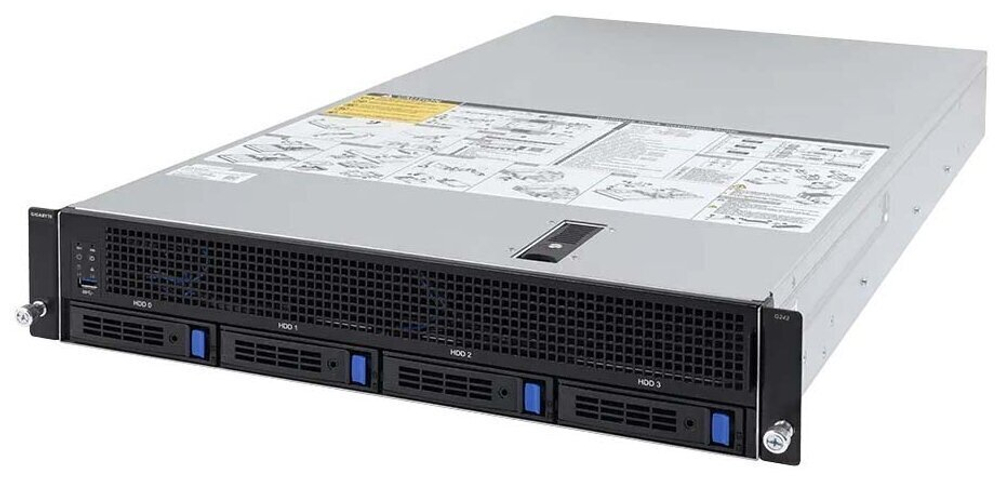 Сервер GIGABYTE G242-Z10 (rev. 100) без процессора/без ОЗУ/без накопителей/количество отсеков 2.5" hot swap: 2/количество отсеков 3.5" hot swap: 4/2 x 1600 Вт/LAN 1 Гбит/c