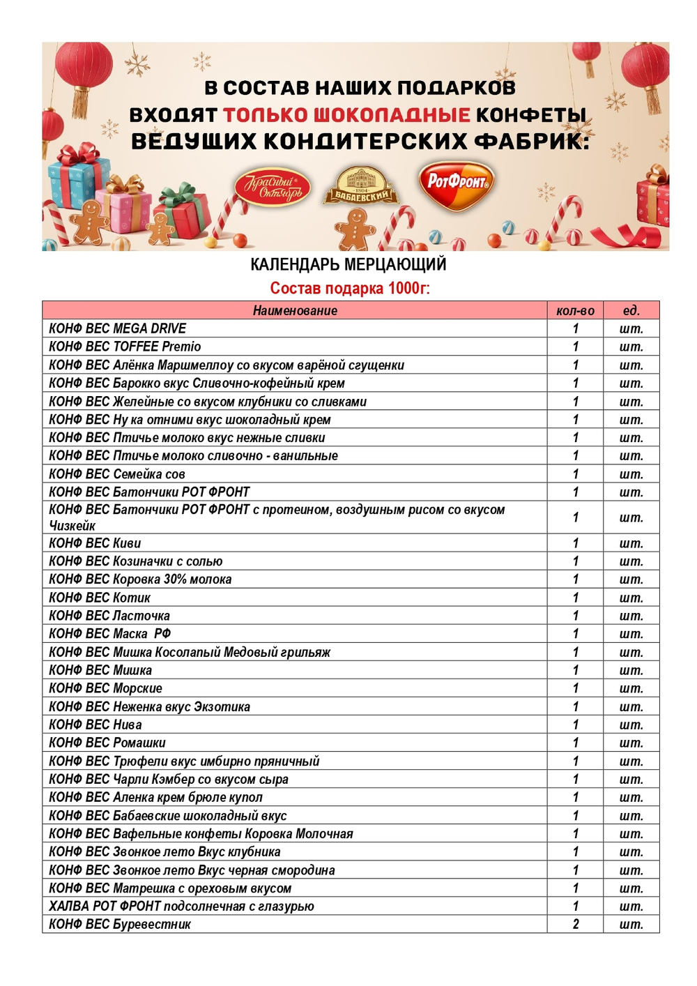 КАЛЕНДАРЬ МЕРЦАЮЩИЙ 1000г