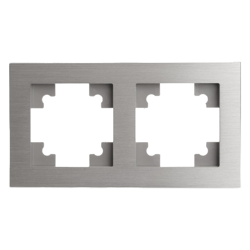 Рамка 2-местная, металл, STEKKER, MFR00-7002-03 , серия Катрин, серебро 50015