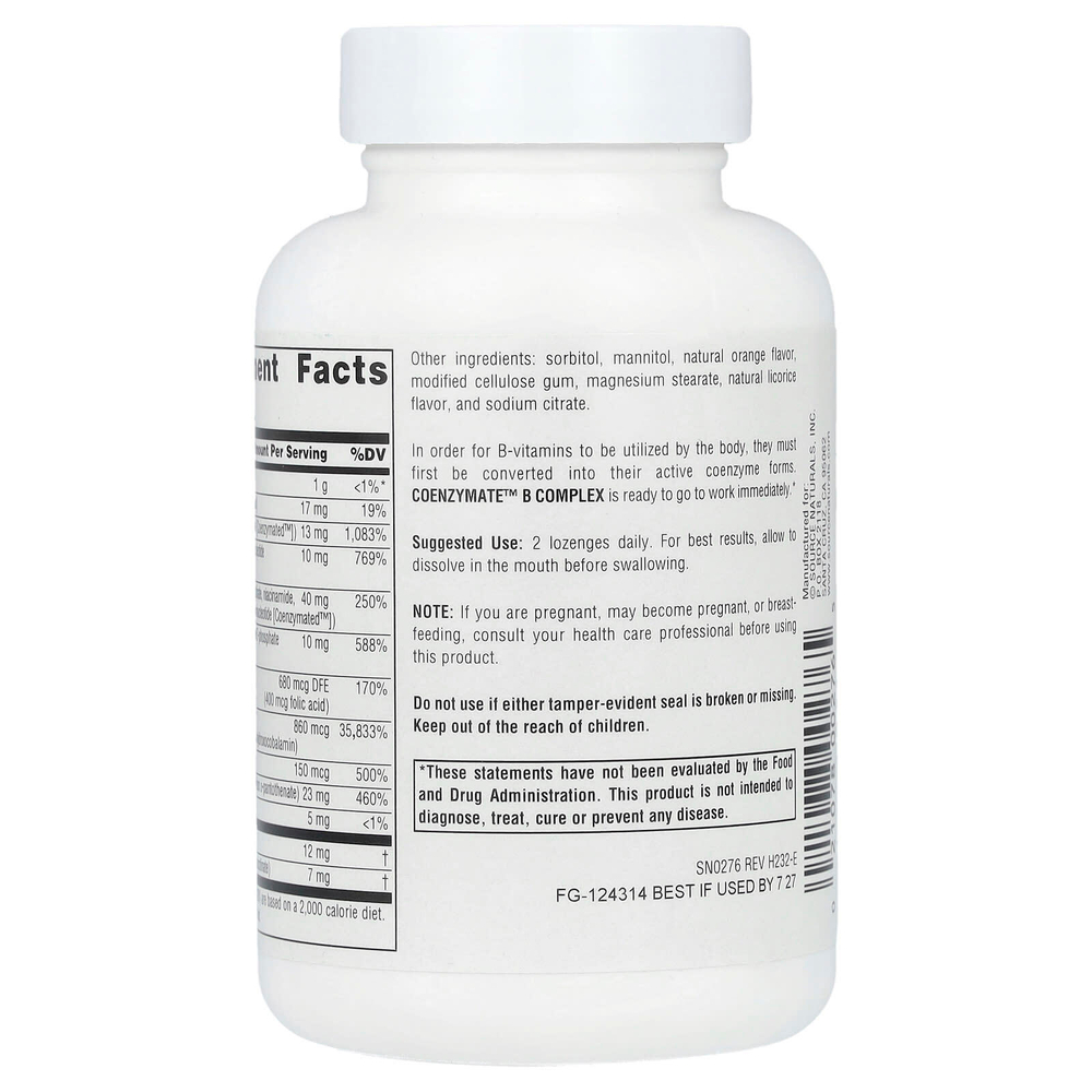 Source Naturals, Coenzymate ™ B Complex, апельсин, 120 пастилок