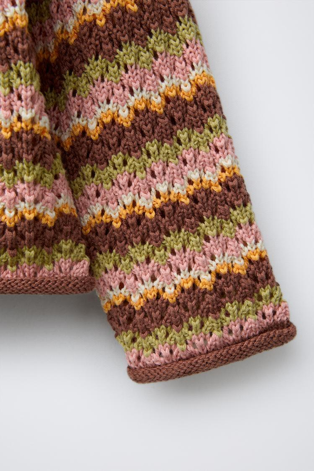 ZARA СВИТЕР В РАЗНОЦВЕТНУЮ ПОЛОСКУ, ШОКОЛАДНЫЙ