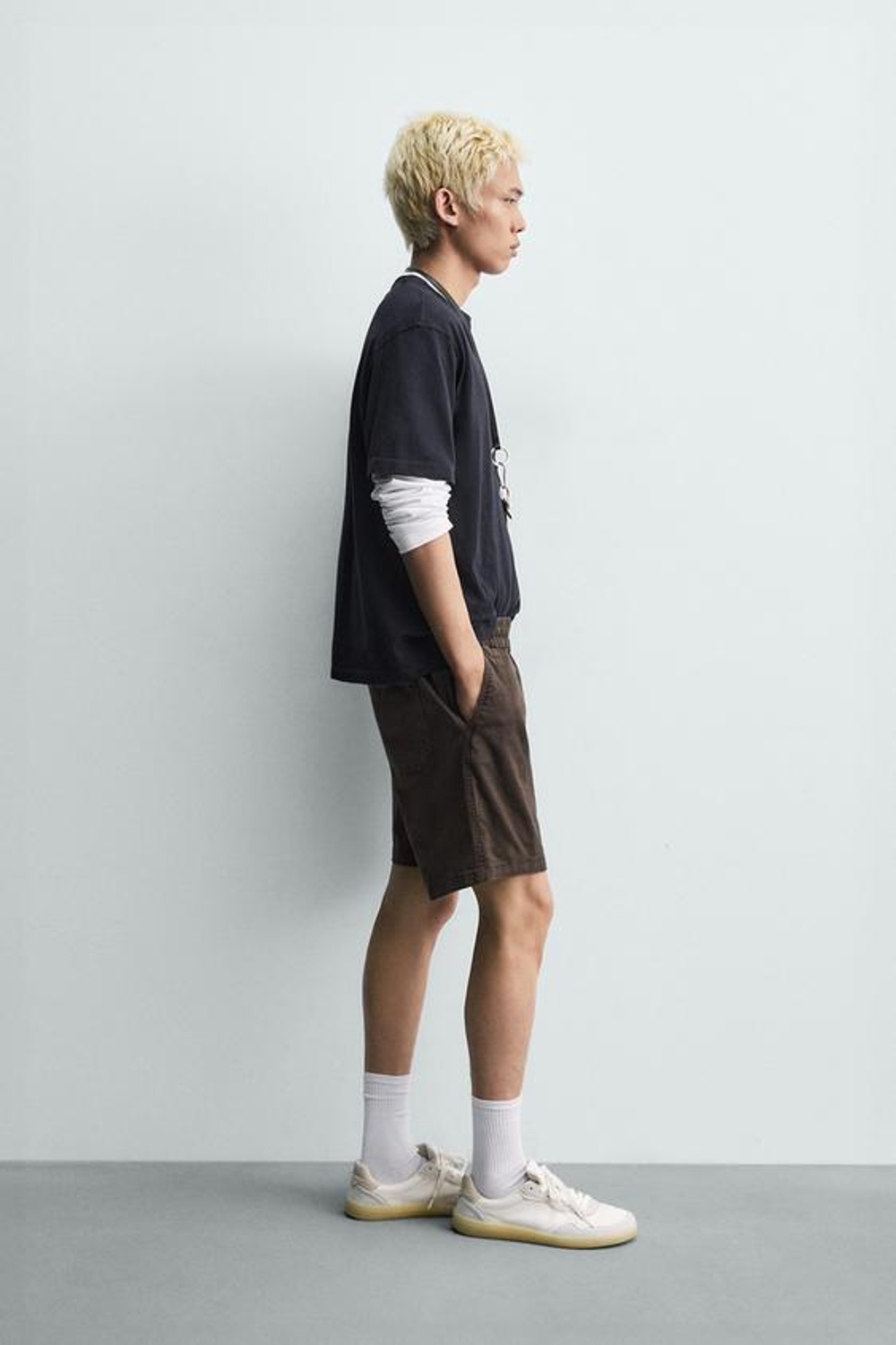 ZARA ШОРТЫ ИЗ ТВИЛА RELAXED FIT, КОРИЧНЕВЫЙ